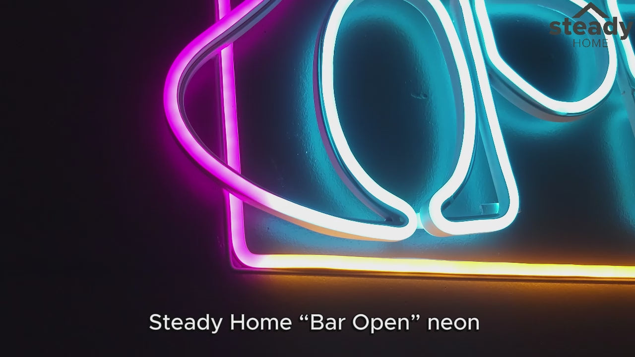 "Bar Open" neon decor