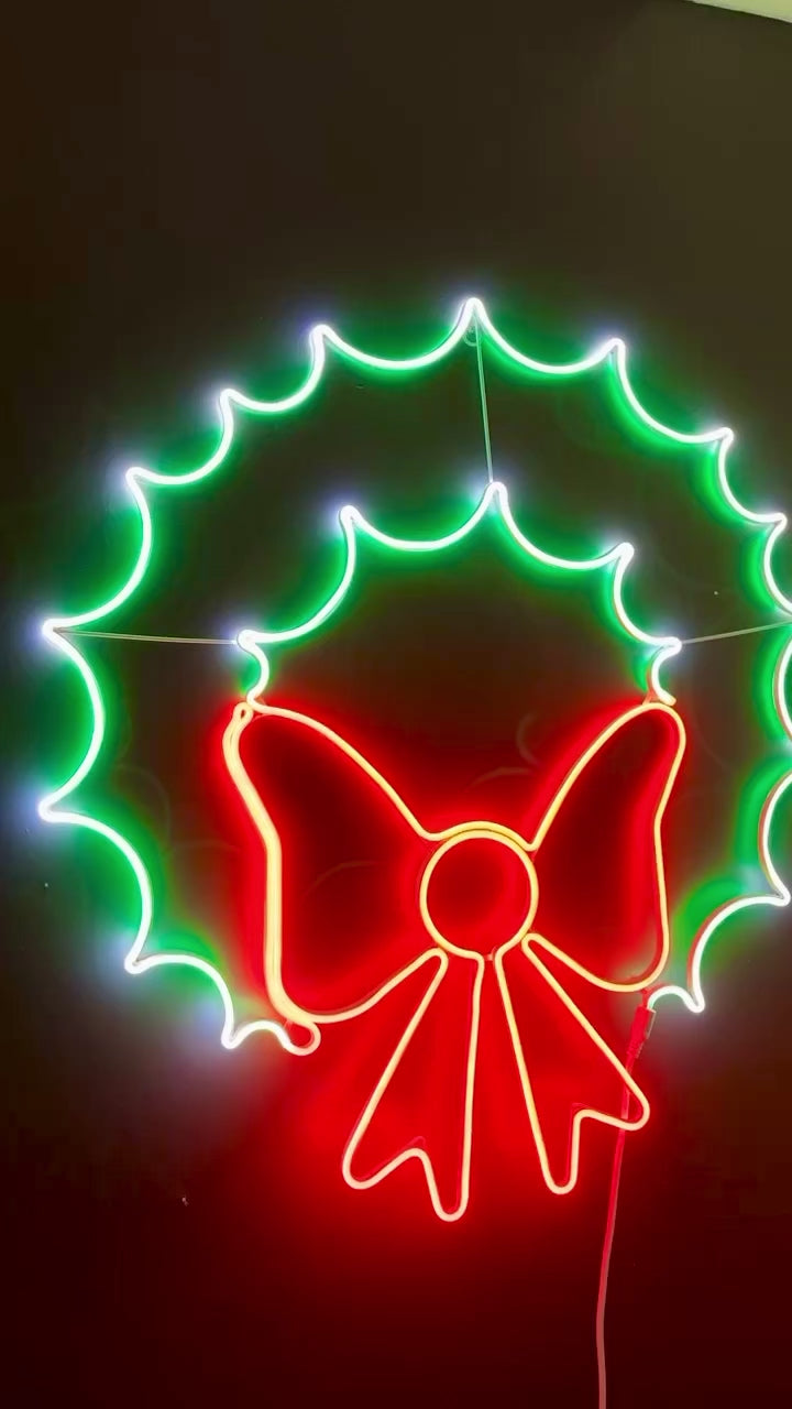 Christmas wreath neon decor