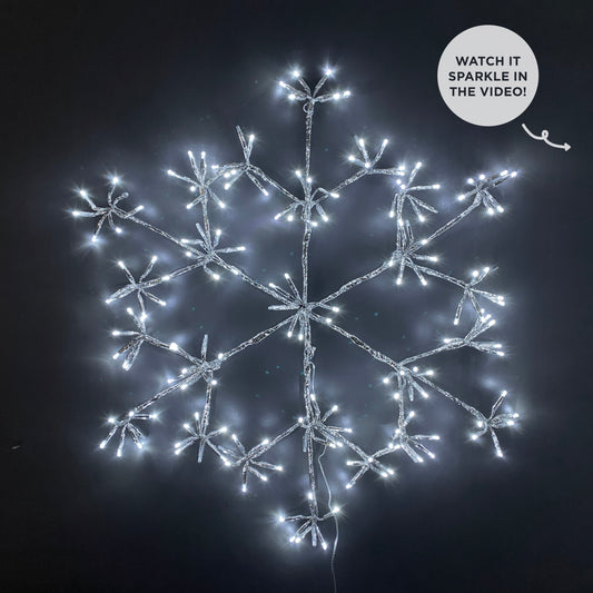 2PK 30" silver snowflake w/ LED starburst effect