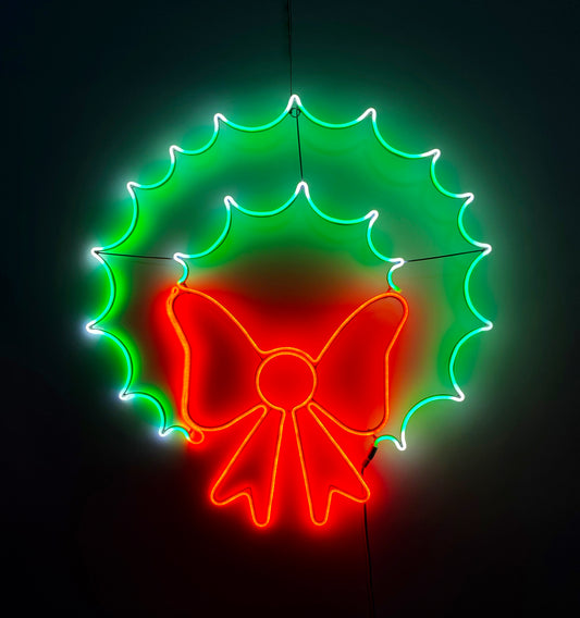 Christmas wreath neon decor